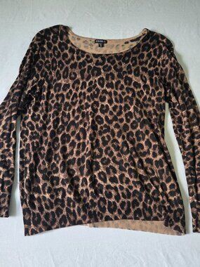 Women's George XXL Leopard print crew neck light long sleeve sweater
